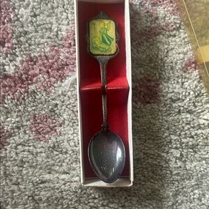 Decorative Silver Spoon with Green Accent
